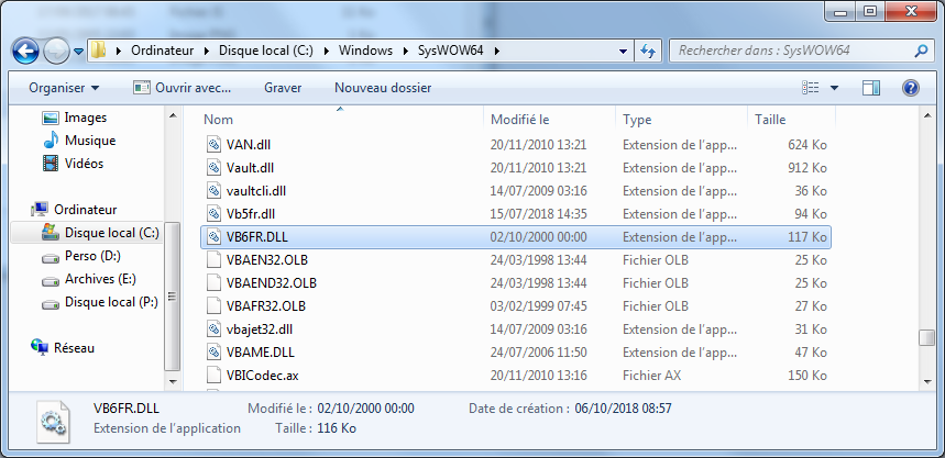 le fichier vb6fr.dll